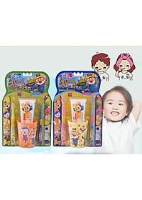 Bộ 4 bàn chải đánh răng + kem đánh răng + cốc Pororo Hàn Quốc