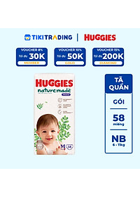 Tã/bỉm quần Huggies Naturemade M58/L44/XL38/XXL26