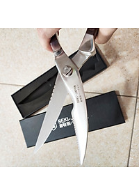 Kéo Cắt Xương Gà Vịt SeKi Nhật Bản, Cán 100% Gỗ Tự Nhiên chống trơn trược, Kéo cắt xương gà vịt chuyên nghiệp. Thép dày có lò xo bật nhảy giúp không mỏi tay