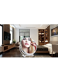Gương trang điểm phóng đại 3 lần, xoay 360 độ, 2 mặt siêu nét, để bàn, Inox 304, Size 18cm, 20cm, Minh House G31