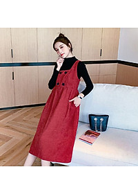 Sét Yếm Bầu Công Sở Dự Tiệc Cao Cấp Azuno AZ1012 Chất Liệu Nhung Ép (Kèm Áo Len)