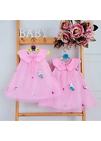 Đầm voan công chúa cho bé gái thêu Ngựa pony xinh xắn size 10-38kg hàng cao cấp