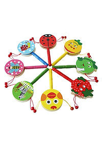 Bộ 1 Chiếc Đồ Chơi Gỗ Trống Lắc Cầm Tay Baby In Hình Ngộ Nghĩnh Đáng Yêu Cho Bé Phát Triển Khả Năng Cảm Thụ Âm Thanh Và Vận Động(Họa Tiết Ngẫu Nhiên)