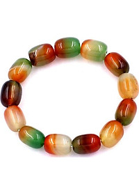 Vòng tay chuỗi hạt Lu Thống Thạch Anh Xanh Nâu Bầu 12mm x 16mm - hợp mệnh Mộc, mệnh Hỏa