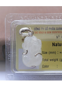 Mặt dây chuyền tỳ hưu thạch anh trắng tự nhiên kiểm định