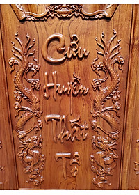 Liễn thờ gia tiên - Cửu huyền thất tổ ( gỗ hương đá)