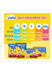 Tã/Bỉm Quần Em Bé Pep.up Cottony 3D Gói Đại Siêu Mềm Mại, Siêu Khô Thoáng, Kháng khuẩn Size S/M/L/XL