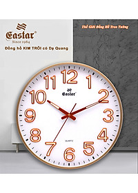 Đồng Hồ Treo Tường Cao Cấp DẠ QUANG EASTAR Mặt Tròn Lớn Viền Mỏng 38cm – Số nổi 3D – Máy NHẬT KIM TRÔI - Tặng Pin Maxell - BH 1 Năm - Treo Tường Decor Trang Trí Nhà Cửa