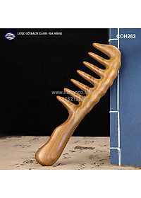 Lược gỗ thơm Bách Xanh răng thưa MÁT XA đa năng (COH263) Chải tóc xoăn, rối, xù -  Massage đầu giúp lưu thông máu đả thông kinh mạch, giảm nguy cơ đau đầu chóng mặt khi ngồi làm việc lâu - HAHANCO