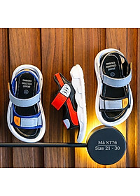 Xăng đan bé trai 1 2 3 4 5 tuổi quai ngang nhựa dẻo cao cấp êm nhẹ chống trơn trượt màu xanh cam quai dán tiện dụng phù hợp trẻ em nam đi học đi biển phong cách Hàn Quốc ST76