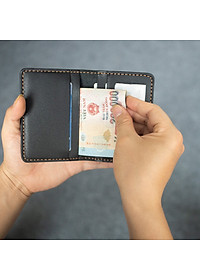 Ví namecard da bò V130, ví đựng thẻ da thật, khâu tay thủ công, ví mini nam đường chỉ tinh tế, thương hiệu Bụi leather chuyên đồ da thật