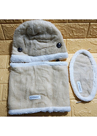 Combo nón và khăn cổ và khẩu trang len - Tặng vòng tay thủy tinh pha lê