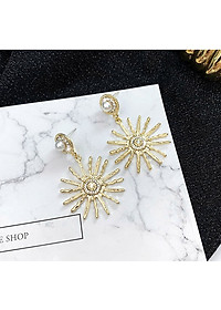 Bông tai mặt trời đính đá ngọc trai sang trọng dự tiệc