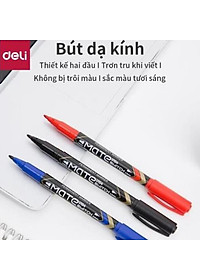 Bút lông dầu dạ kính hai đầu Deli - Bút dạ chết không xoá được - Nhiều màu