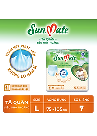 Combo 2 Gói Tã Quần Người Lớn Sunmate Khô Thoáng L7 (7 Miếng/ Gói)