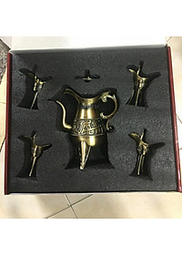BỘ BÌNH LY ĐỰNG RƯỢU BẰNG ĐỒNG GIẢ CỔ KIỂU NHÀ TẦN