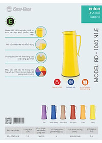 Phích pha trà giữ nhiệt cao cấp Rạng Đông, 1 lít, thân nhựa, vai nhựa, Model: RD-1040N1.E - Chính Hãng