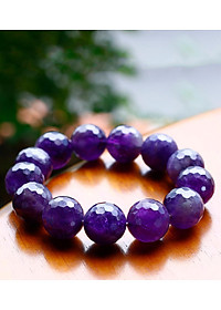 Vòng thạch anh tím hạt đa giác size 16mm mệnh hỏa. thổ - Ngọc Quý Gemstones