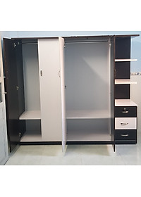 Tủ áo kèm kệ trang trí 2m x 1m8 x 0,5 m (Đen Trắng)