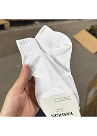 Tất vớ Trơn BASIC Trắng Cổ Ngắn Cotton Thể Thao Co Dãn Bốn Chiều Phong Cách Hàn Quốc