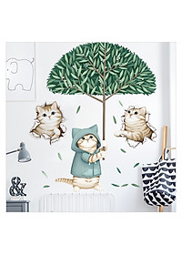 Sticker Giấy Dán Tường Decal Dán tường Tranh Dán Tường Trang Trí Tường Mẫu Những Chú Mèo Cute ZH101