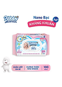 Khăn Ướt Bobby Nano Bạc kháng khuẩn Hương Thơm Nhẹ Nhàng 100 Miếng