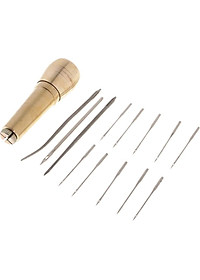 1 Chiếc Đồng Lều Da Vải May Awl + 13 Chiếc Cong Thẳng Kim