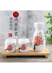 Bộ bình rượu gốm sứ Sakura phong cách Nhật Bản Cổ Điển, Bộ bình rượu Sake cao cấp