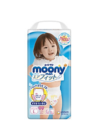 Bỉm - Tã quần Moony Blue size L Girl 44 miếng (Cho bé 9~14kg)