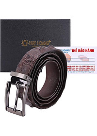 Thắt Lưng Nam Da Cá Sấu Gai Đuôi Đầu Kim Huy Hoàng HT4734 - Nâu Đất
