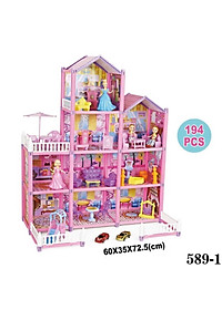 Đồ Chơi Cho Bé Gái, Đồ Chơi Lắp Ráp Ngôi Nhà Búp Bê 4 Tầng Kèm Bộ Phụ Kiện 194Pcs, Quà Tặng Sinh Nhật Cho Bé Gái