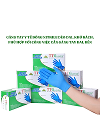 Găng Tay Cao Su Y Tế Size XL Không Bột Nitrile TTGLOVES Màu Xanh (100 Chiếc) 