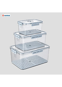 BỘ 3 HỘP THỰC PHẨM CHỮ NHẬT CAO CẤP KHÓA GÀI VIỆT NHẬT HOKORI - Hàng chính hãng (Giao màu ngẫu nhiên)