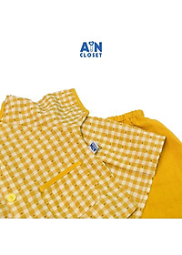 Bộ quần áo bà ba lửng unisex họa tiết Caro vàng cotton - AICDBTA271LM - AIN Closet