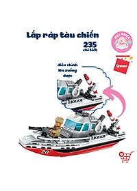 Đồ chơi xếp hình, lắp ráp tàu chiến Qman 1720 - Cuộc xung đột bờ biển (235 mảnh ghép)