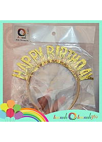 Cài tóc sinh nhật chữ Happy Birthday kim tuyến