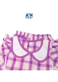 Bộ quần áo dài bé gái họa tiết Caro tím trắng cotton - AICDBGRZQ5DV - AIN Closet