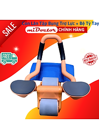 Con lăn Tập Cơ Bụng Bánh Xe Trợ Lực mi02 Thế Hệ Mới 2023 hỗ trợ tập Plank Kèm Bệ Tỳ Tay, Đồng Hồ, Đệm Gối - Chính Hãng miDoctor