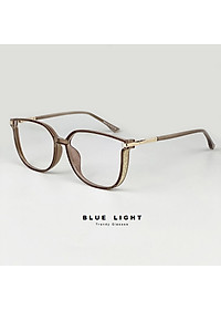 Gọng Kính Cận, Kính Giả Cận Nữ Mắt Mèo Viền Dày Ánh Nhũ Nữ Tính,  Chống Ánh sáng Xanh, Gọng Nhựa Dẻo TR90 Đen, Nâu, Trong Suốt - BLUE LIGHT