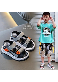 Xăng đan bé trai 1 2 3 4 5 tuổi quai ngang nhựa dẻo cao cấp êm nhẹ chống trơn trượt màu xanh cam quai dán tiện dụng phù hợp trẻ em nam đi học đi biển phong cách Hàn Quốc ST76