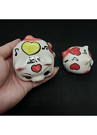 Combo 2 Con HEO ĐẤT Tiết Kiệm Gốm Men Sứ Bát Tràng cao cấp - Size MINI Màu TRẮNG SỮA, Heo Phong thủy Thu Hút Tài Lộc, May Mắn - Lợn Đất chưng bàn làm việc, bàn học, trang trí nội thất, giải hạn