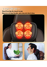 Nệm (đệm) massage ô tô cao cấp Nikio NK-150 - Con lăn 3D xoa bóp cổ vai gáy, kết hợp nhiệt nóng sưởi ấm lưng, cổ và rung toàn thân tạo cảm giác thư giản, túi khí nâng đỡ cột sống lưng