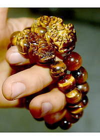 Vòng tay chuỗi đá mắt hổ tỳ hưu-nhiều cỡ ly