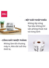 Giấy Decal Nhiệt In Nhãn, Minicode, Đơn Hàng TMĐT Deli -  Cuộn 325 Tờ 10x15cm - Dùng Cho Bill, Mã Vạch, Hóa Đơn, Livestream, Kinh Doanh Online - Không Phai Mực - Hàng Chính Hãng - 12308