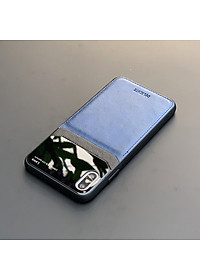 Ốp lưng da kính cao cấp dành cho iPhone X / iPhone XS - Màu xanh