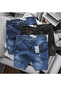 Quần short jean lửng nam bigsize màu trơn co giãn xuất xịn