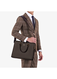 Cặp Da Nam Công Sở Túi Xách GENCE CTS08 Da Bò Cao Cấp Màu Nâu Có Dây Đeo Vai