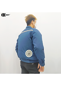 Bộ Áo Điều Hòa DOKY Nhật Bản Chất Liệu Vải Kaki Cao Cấp, PIN Dung Lượng Cao 30.000mAh, Quạt Không Chổi Than 12V Chạy Bền Khỏe - Màu Xanh Than