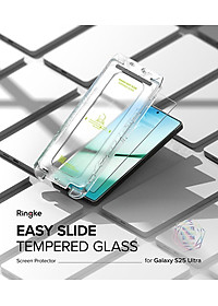 Combo 2 Miếng Dán cường lực kèm khung dán Trong Suốt/ Chống Nhìn Trộm cho Samsung Galaxy S25 Ultra RINGKE Easy Slide Tempered Glass_ Hàng Chính Hãng