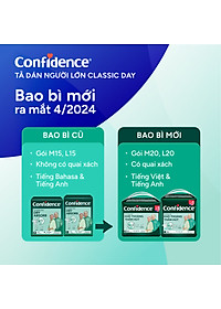 Tã dán người lớn Confidence Classic Day khô thoáng thấm hút size M/L gói 20 miếng